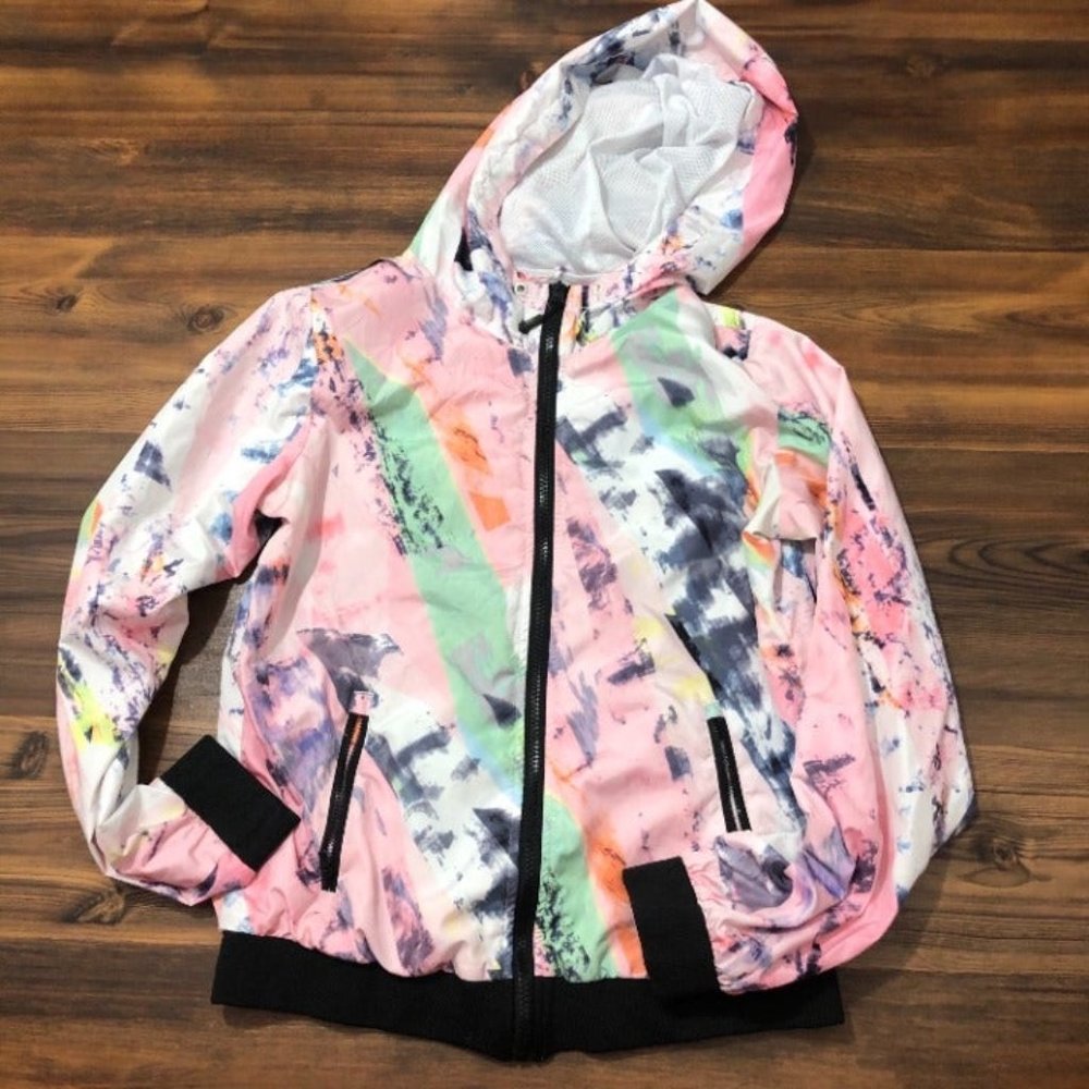Patterned Zip Up Windbreaker